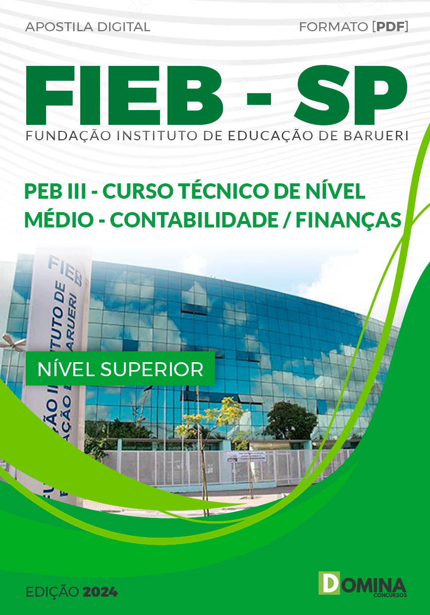 Apostila Concurso FIEB SP 2024 PEB III Contabilidade Finanças