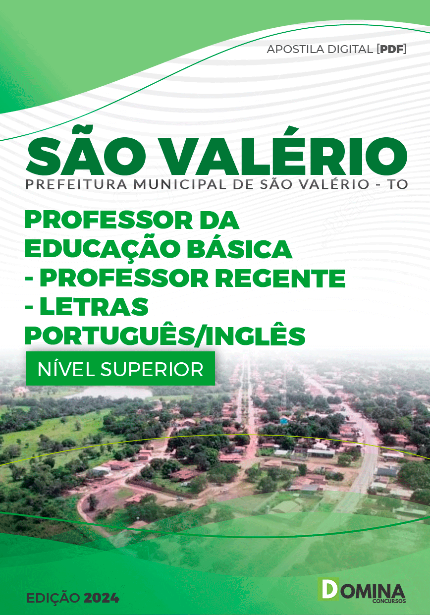 Apostila Pref São Valério 2024 Professor Português inglês