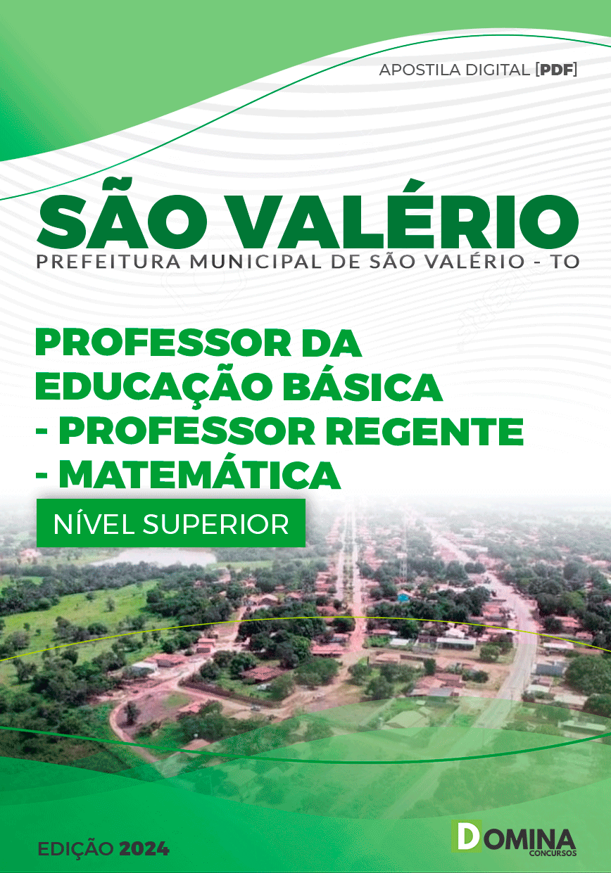 Apostila Pref São Valério 2024 Professor Matemática