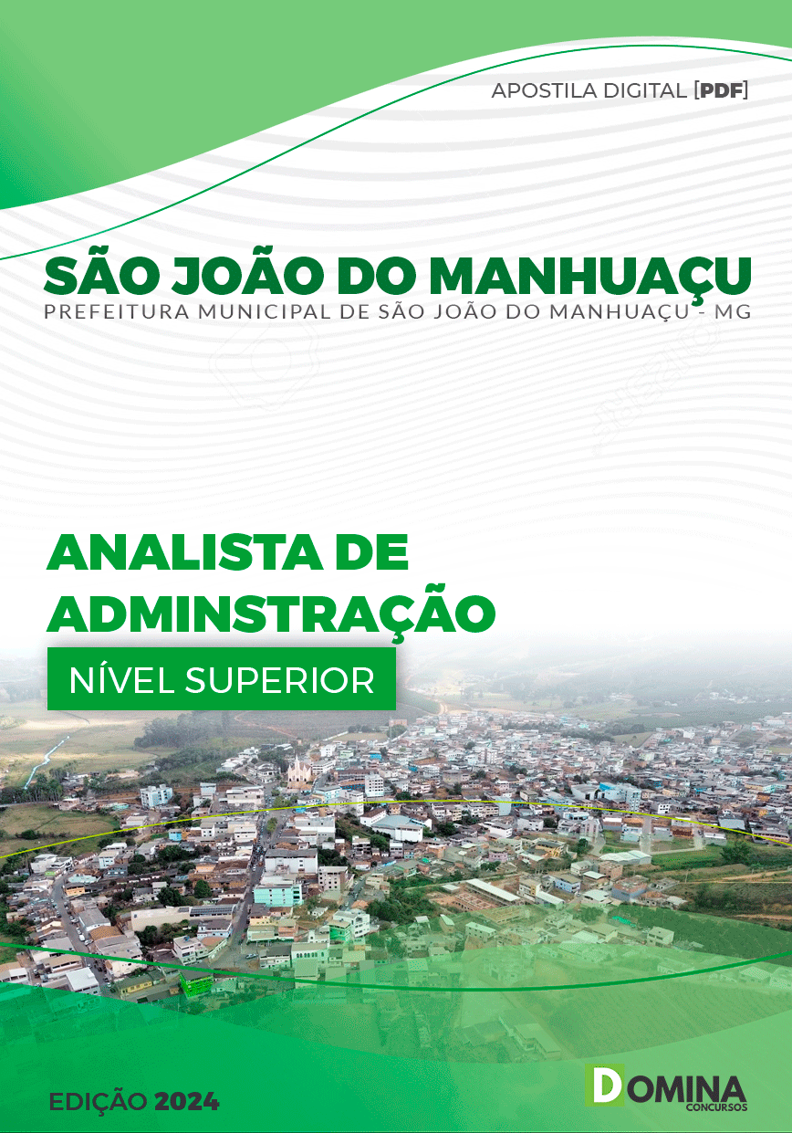 Apostila Pref São João do Manhuaçu MG 2024 Analista Administração