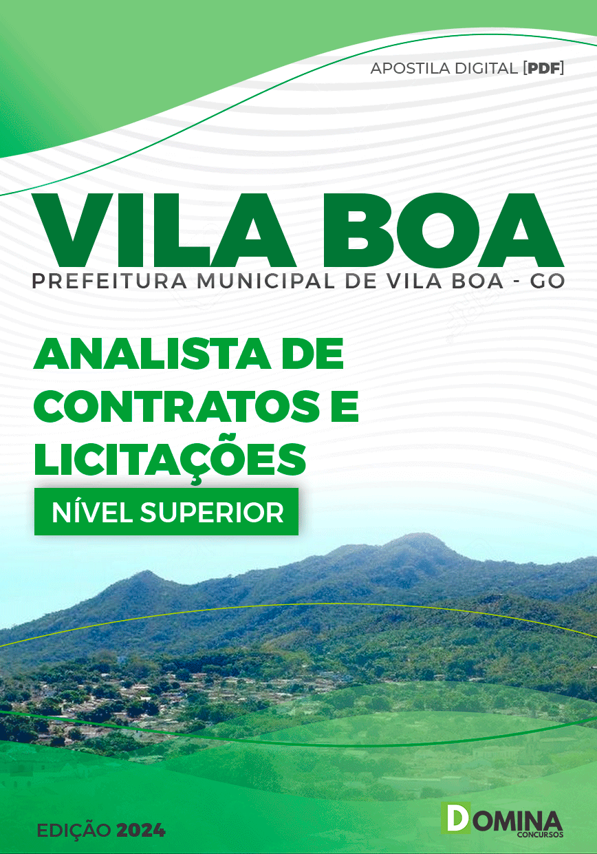 Apostila Pref Vila Boa GO 2024 Analista de Contratos e Licitações