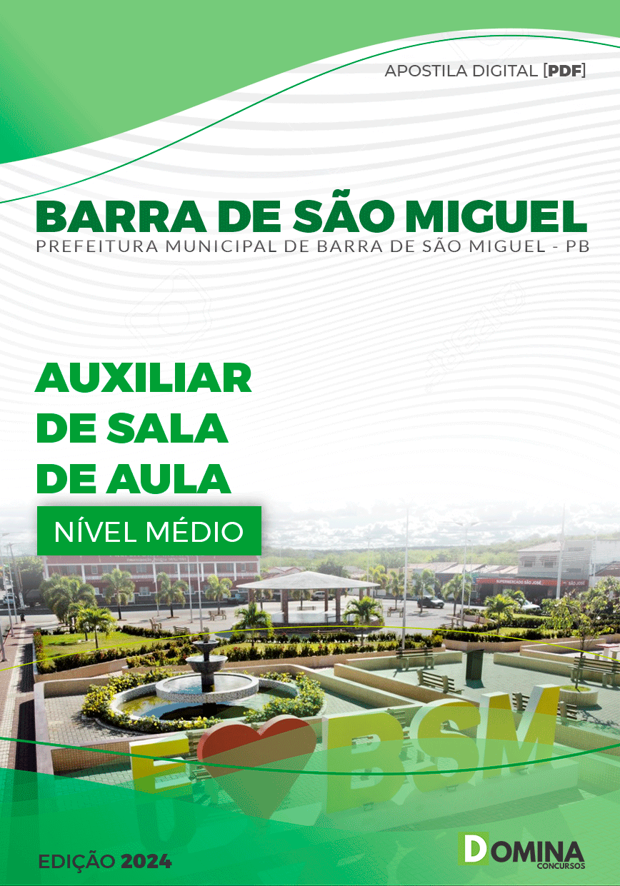 Apostila Pref Barra De São Miguel PB 2024 Auxiliar Sala Aula