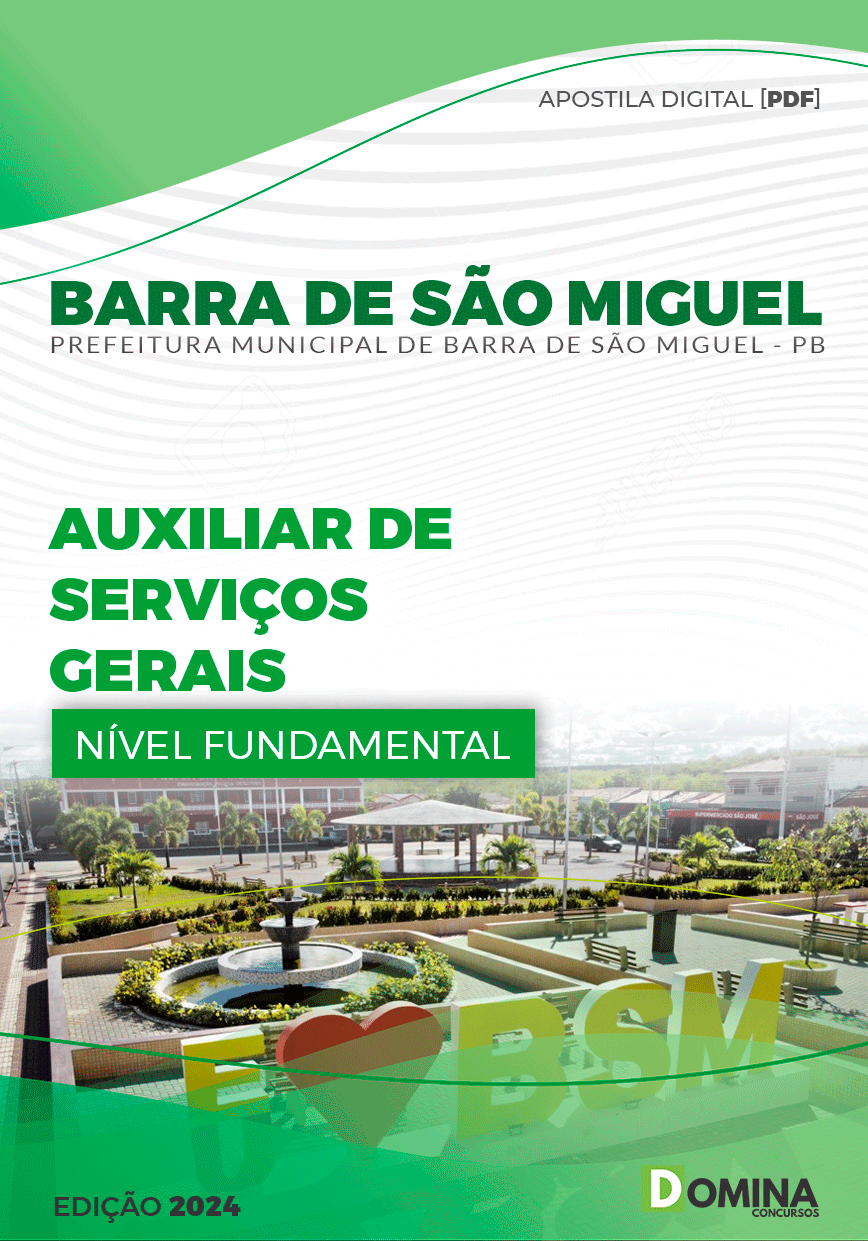 Apostila Pref Barra De São Miguel PB 2024 Auxiliar Serviços Gerais