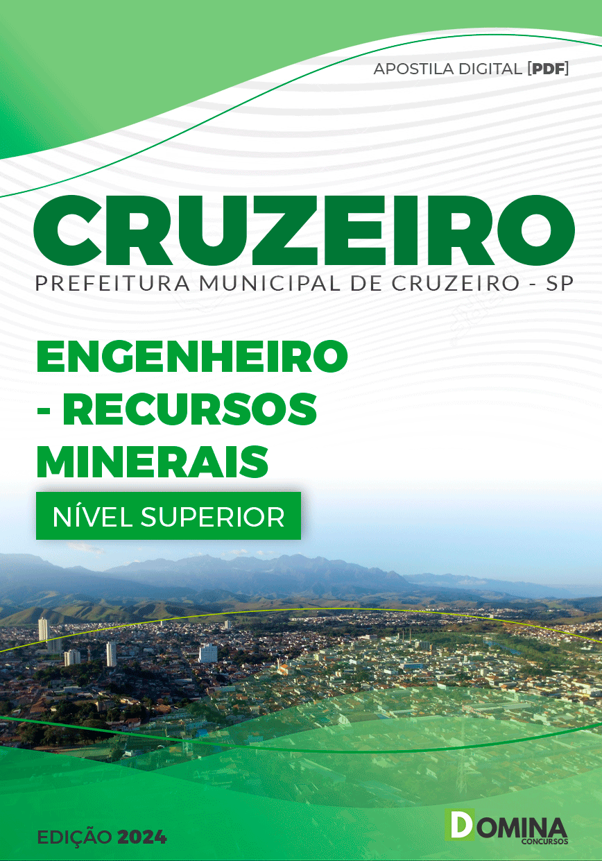 Apostila Pref Cruzeiro SP 2024 Engenheiro de Recursos Minerais