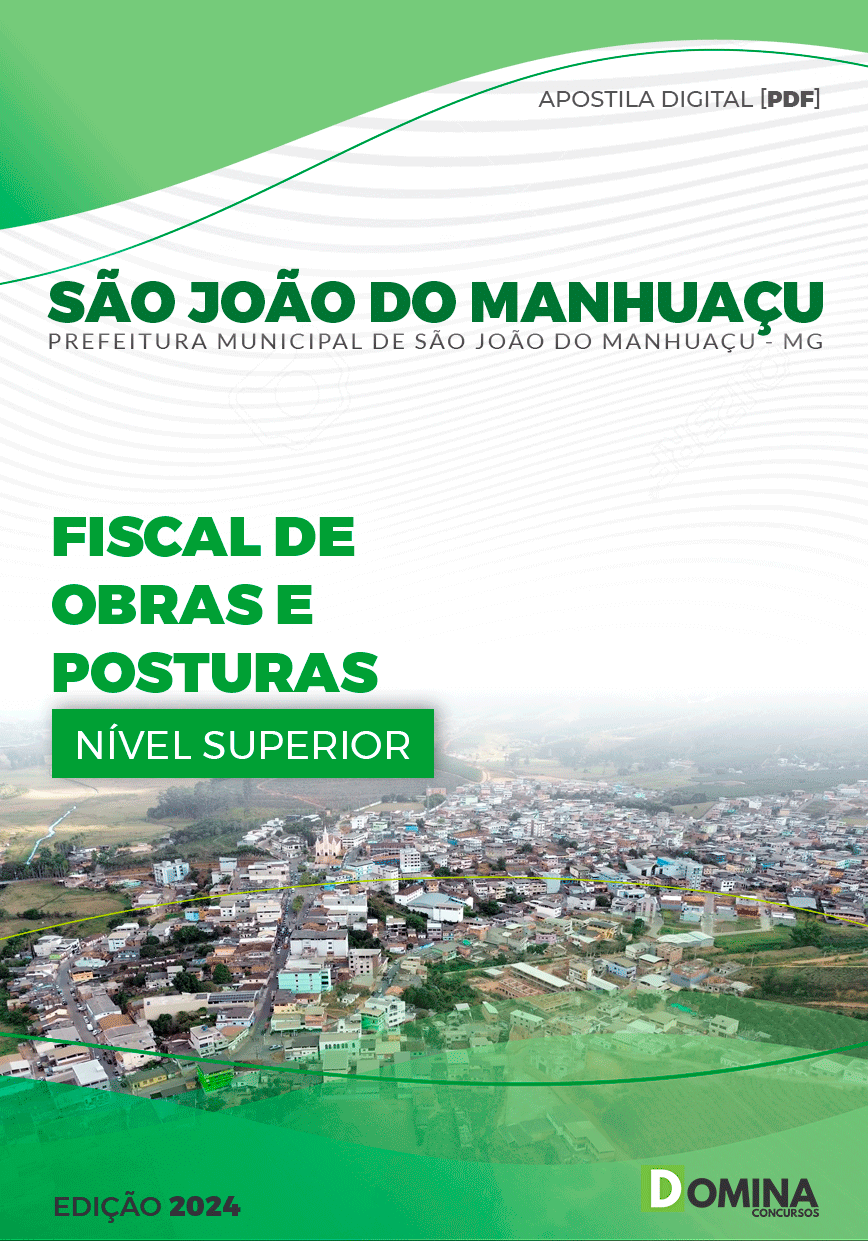 Apostila Pref São João do Manhuaçu MG 2024 Fiscal Obras Posturas