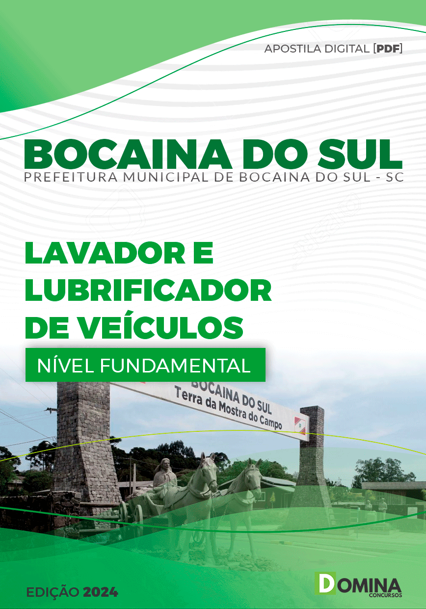 Apostila Pref Bocaina Do Sul SC 2024 Lavador Lubrificador Veículos