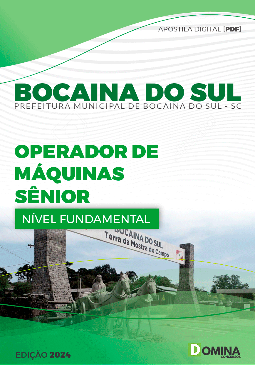 Apostila Pref Bocaina Do Sul SC 2024 Operador Máquinas Sênior