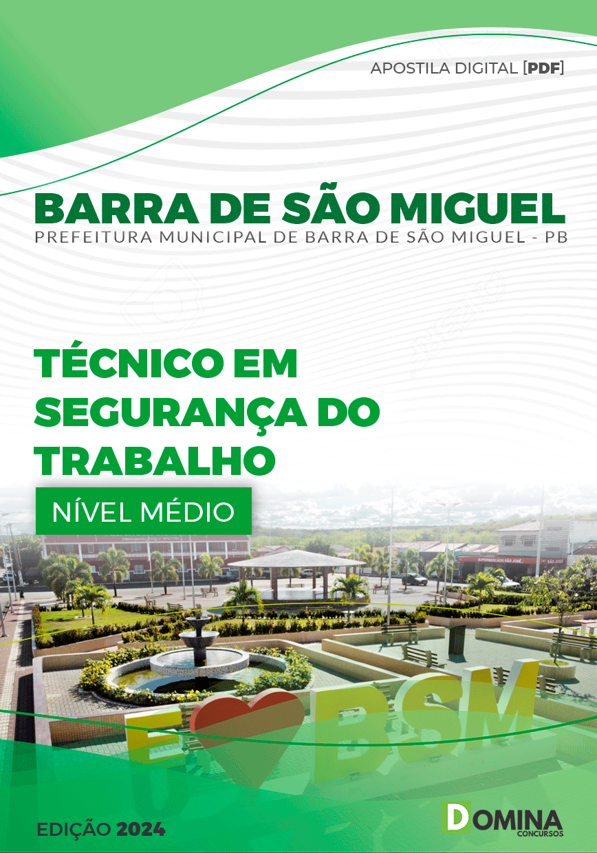 Apostila Pref Barra De São Miguel PB 2024 Técnico Segurança Trabalho
