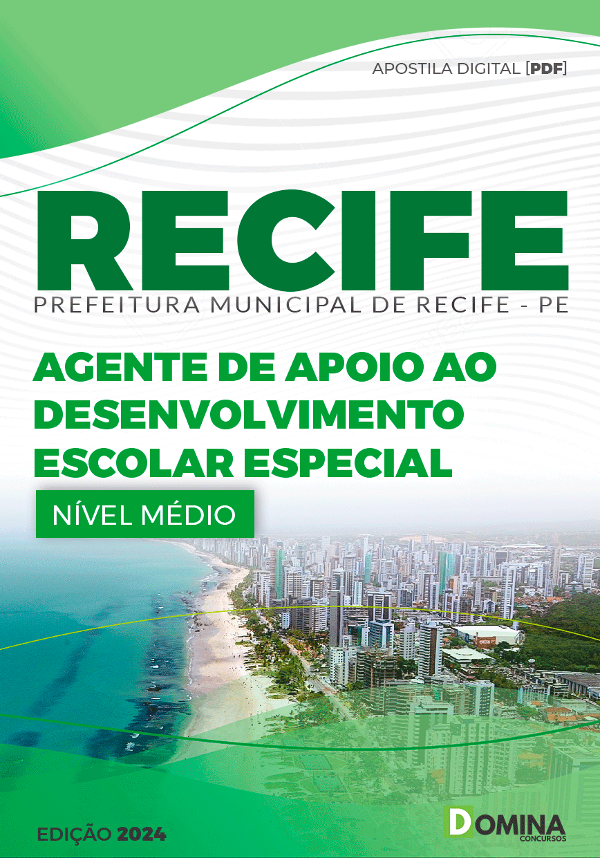 Apostila Pref Recife PE 2024 Agente Apoio Desenvolvimento Escolar Especial