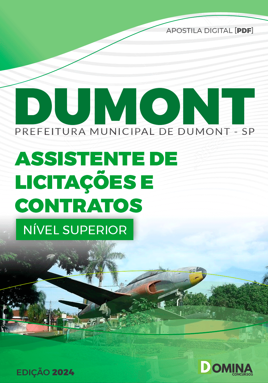 Apostila Pref Dumont SP 2024 Assistente Licitações Contratos