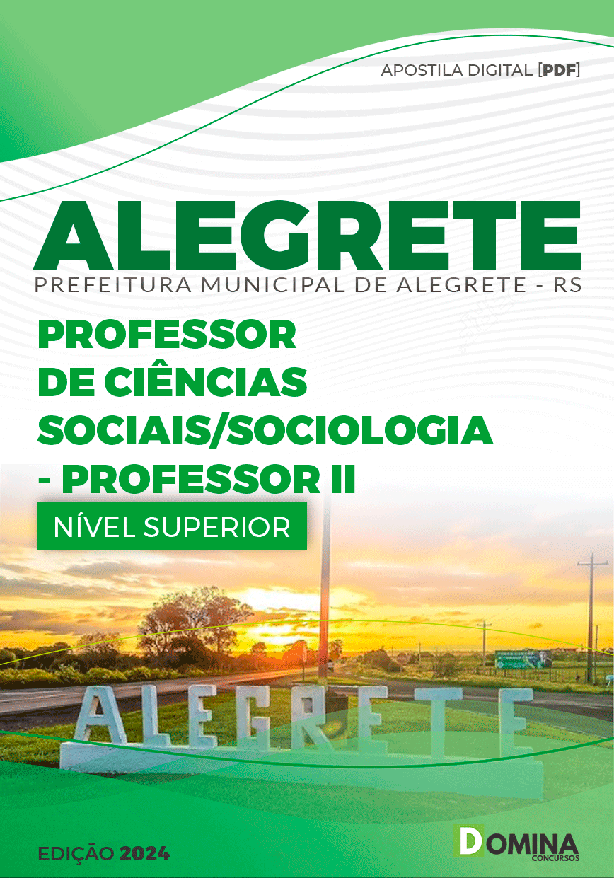 Apostila Prefeitura Alegrete RS 2024 Professor de Sociologia