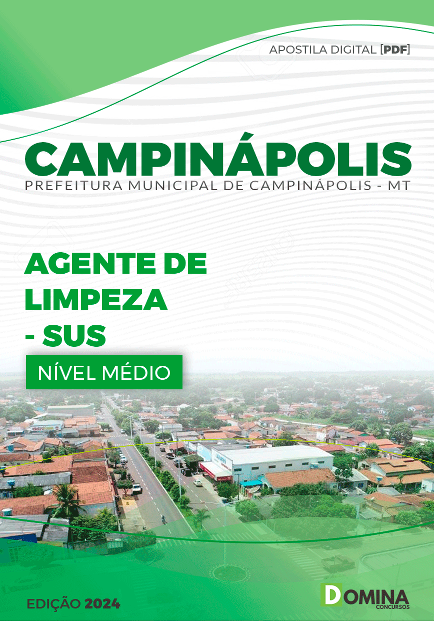 Apostila Prefeitura Campinápolis MT 2024 Agente de Limpeza SUS