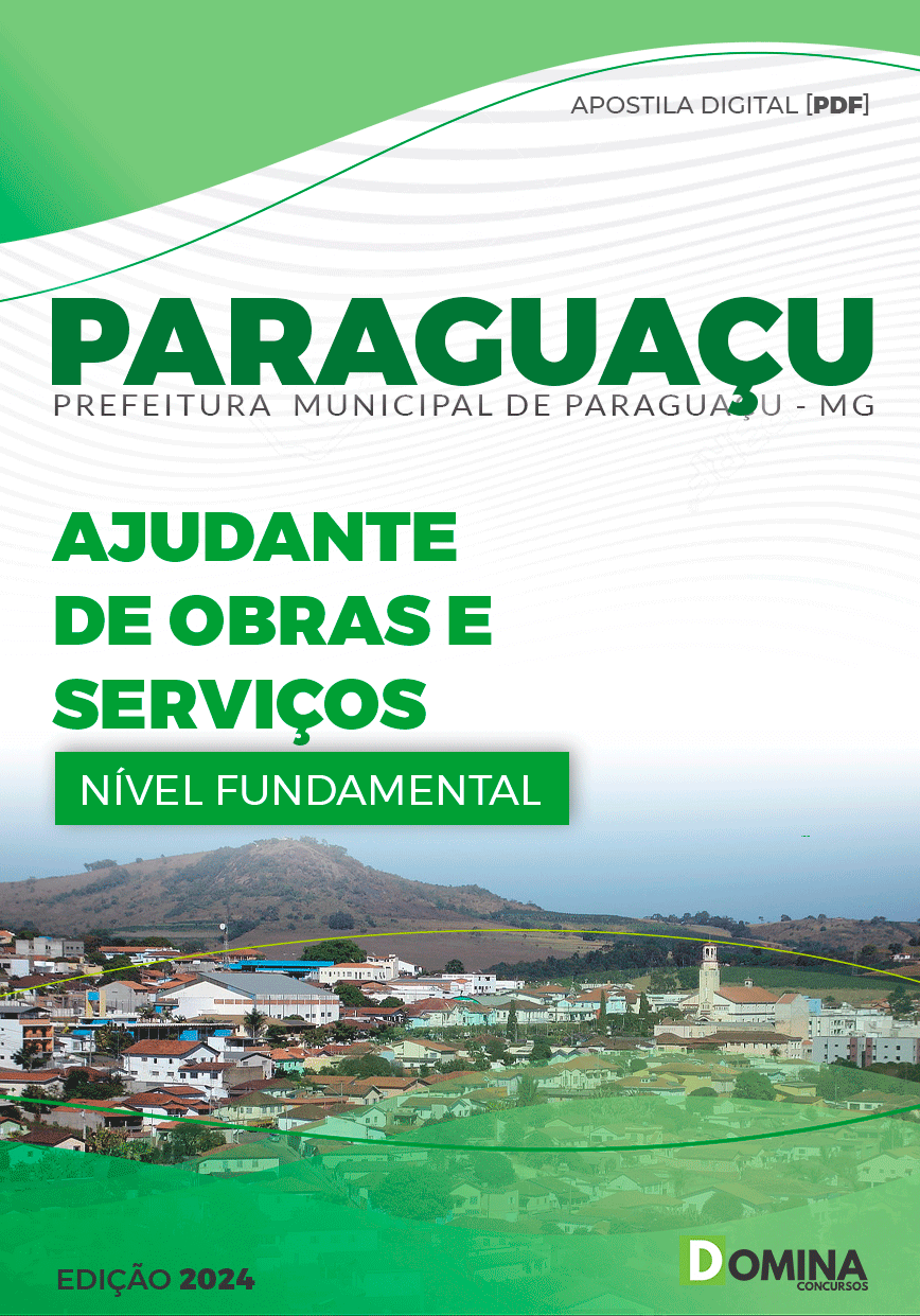 Apostila Prefeitura Paraguaçu MG 2024 Ajudante de Obras