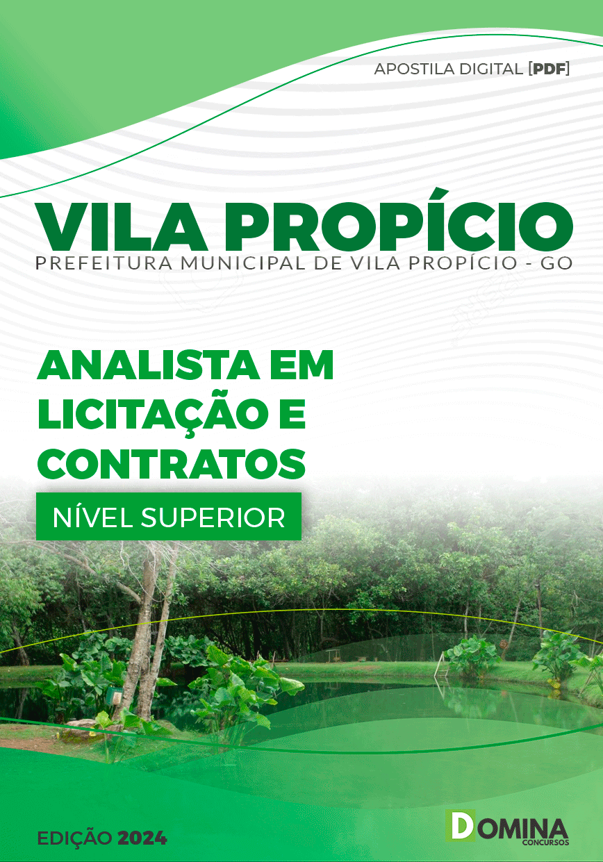 Apostila Prefeitura Vila Propício GO 2024 Analista Licitação Contratos