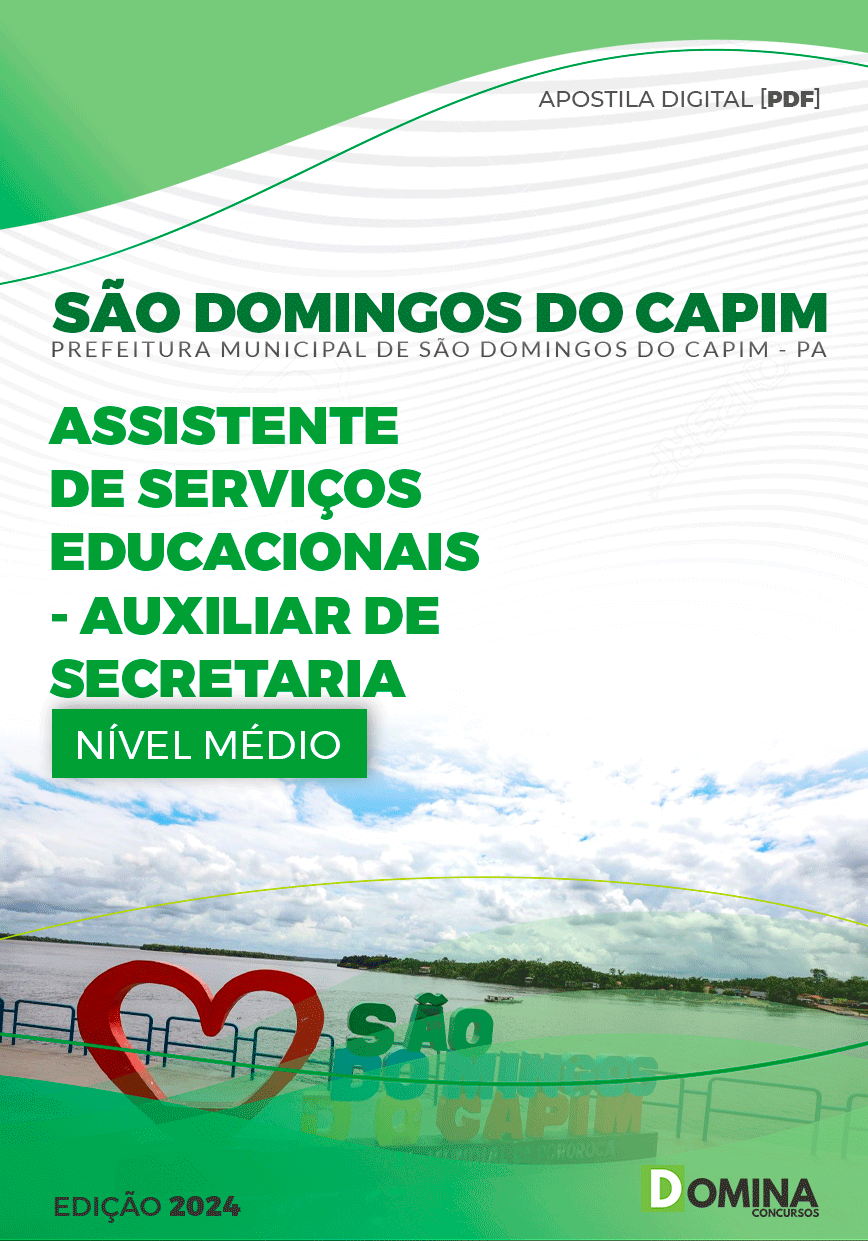 Apostila Prefeitura São Domingos Capim PA 2024 Aux Secretaria