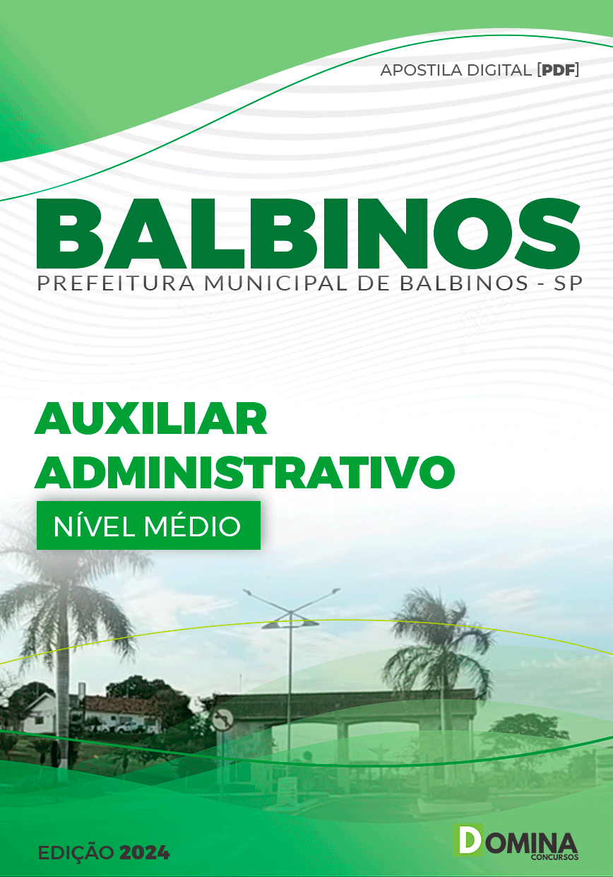 Apostila Prefeitura Balbinos SP 2024 Auxiliar Administrativo