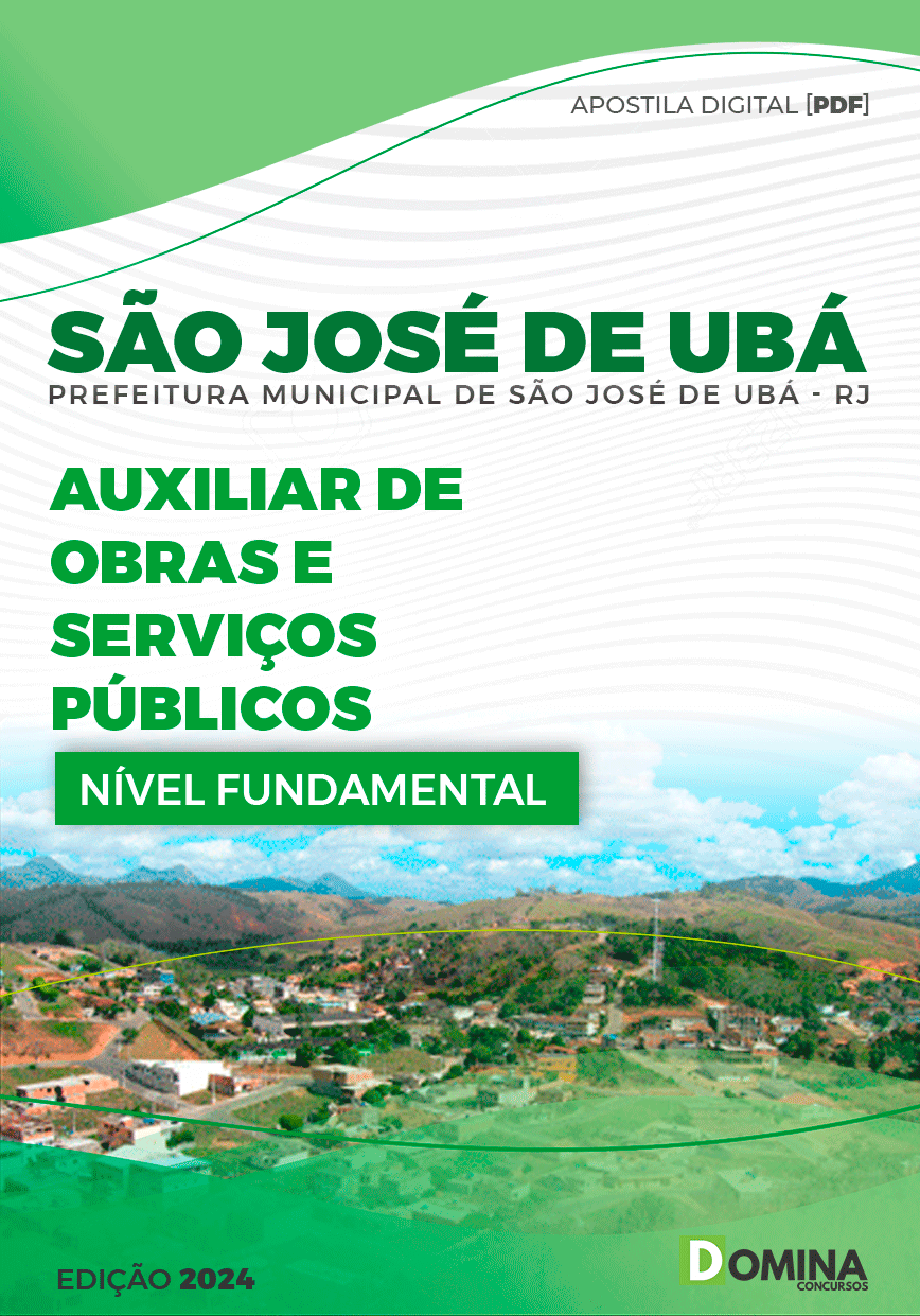 Apostila Pref São José de Ubá RJ 2024 Auxiliar Obras Serviço Público