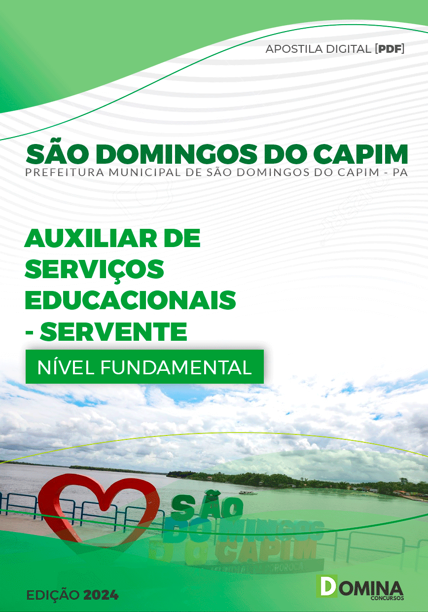 Apostila São Domingos Capim PA 2024 Aux Ed Servente