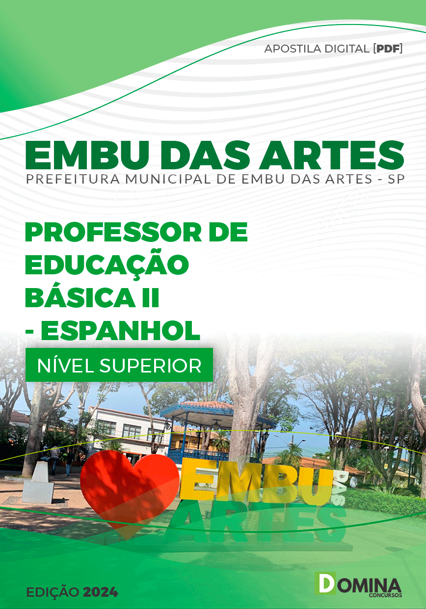 Apostila Prefeitura Embu das Artes SP 2024 Professor E.B II Espanhol