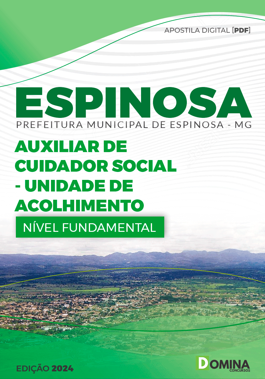 Apostila Prefeitura Espinosa MG 2024 Auxiliar de Cuidador Social