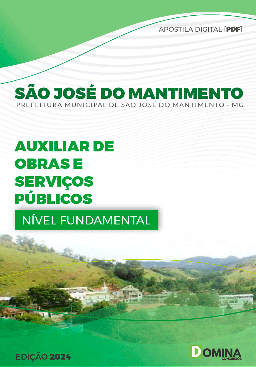 Apostila São José do Mantimento MG 2024 Auxiliar Obras Serviços Públicos