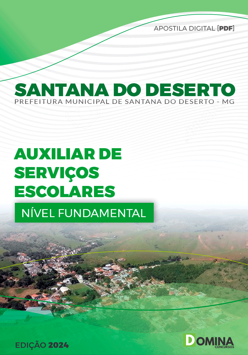 Apostila Santana Do Deserto MG 2024 Auxiliar Serviços Escolares