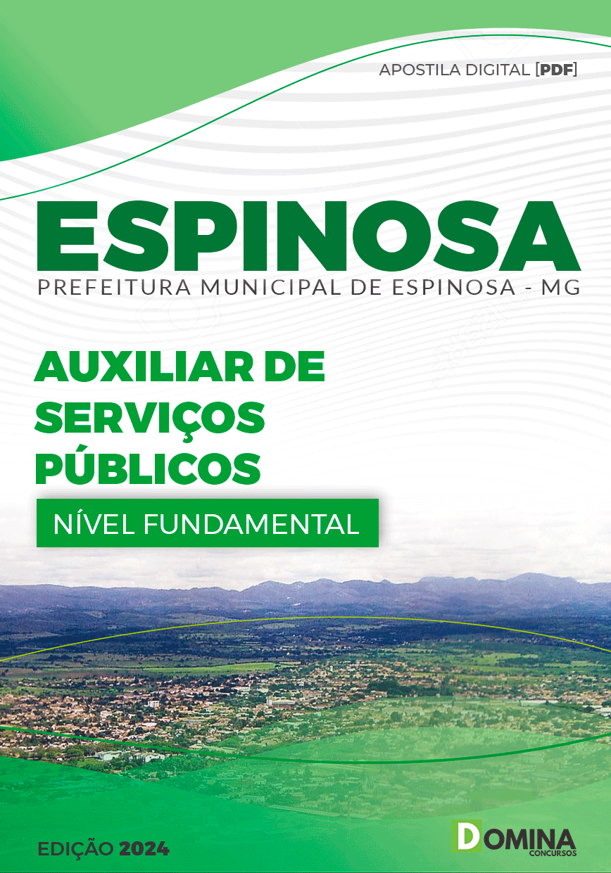 Apostila Prefeitura Espinosa MG 2024 Auxiliar Serviços Públicos