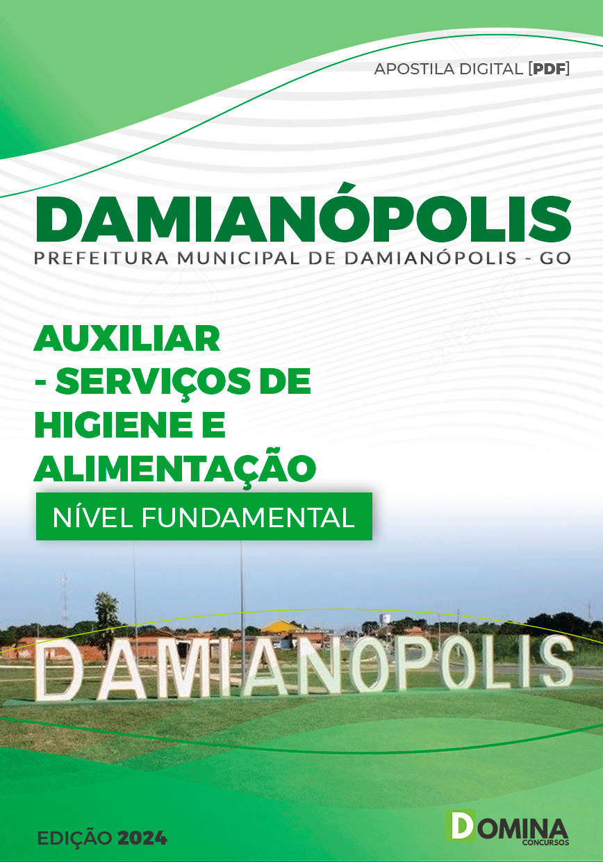 Apostila Prefeitura Damianópolis GO 2024 Aux Serviços Higiene