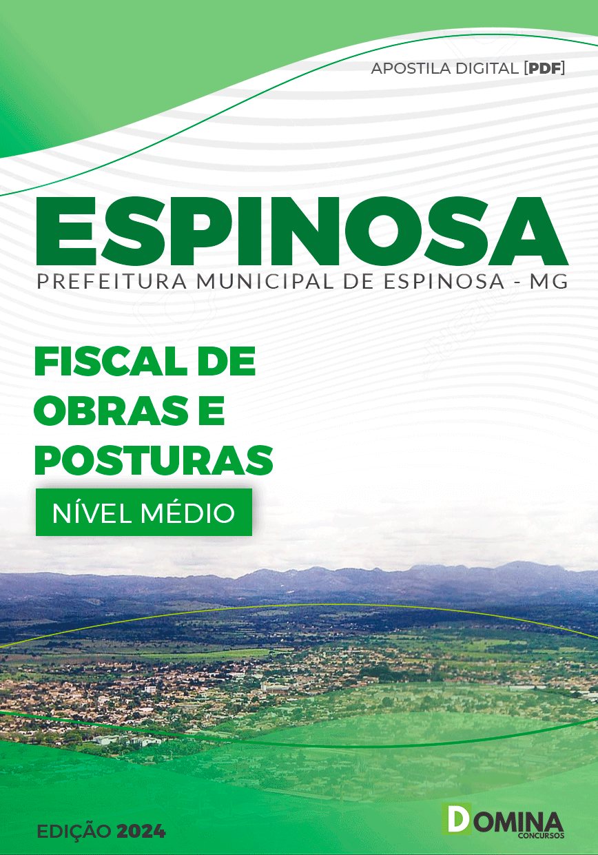 Apostila Prefeitura Espinosa MG 2024 Fiscal de Obras e Posturas