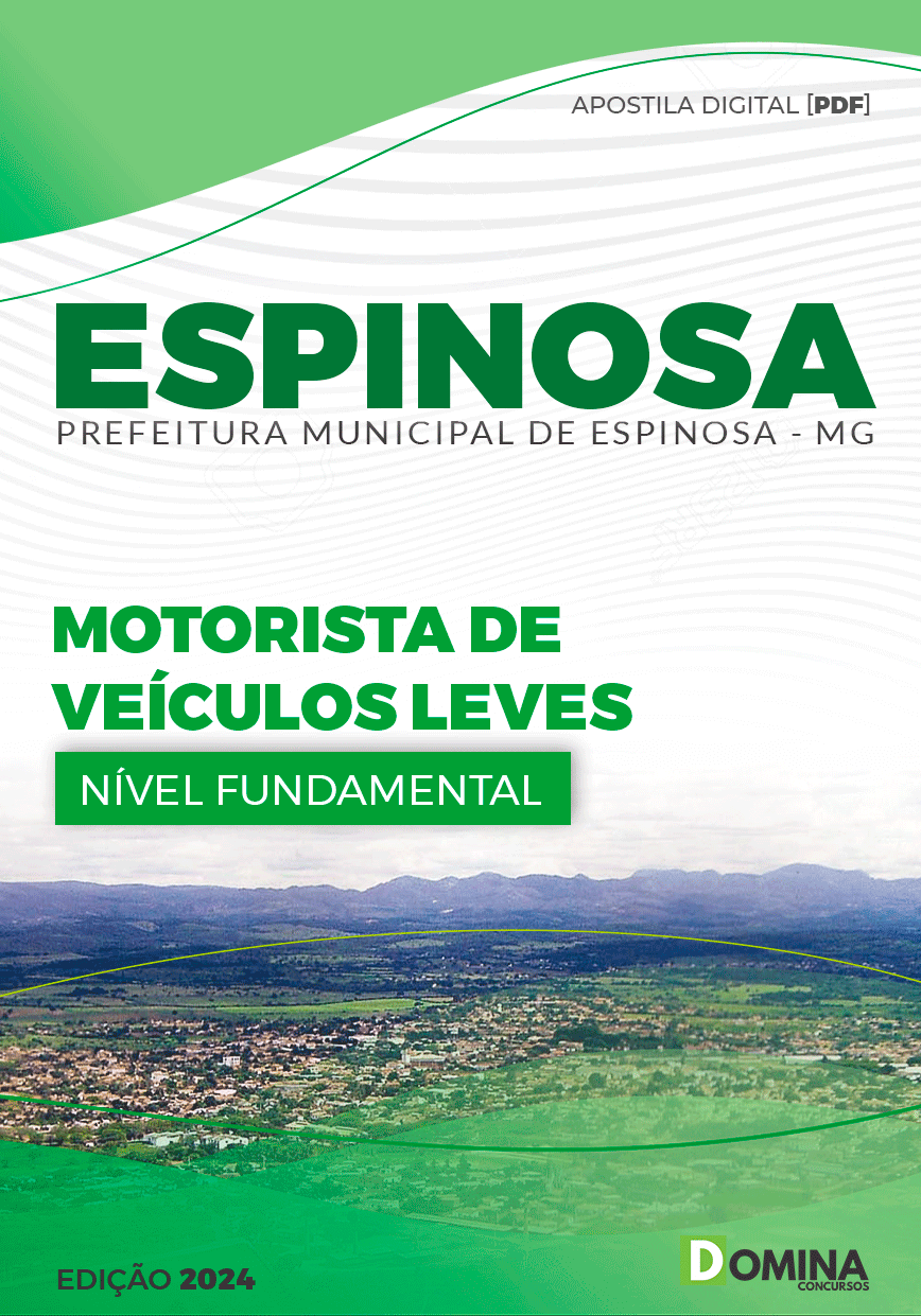 Apostila Prefeitura Espinosa MG 2024 Motorista Veículos Leves