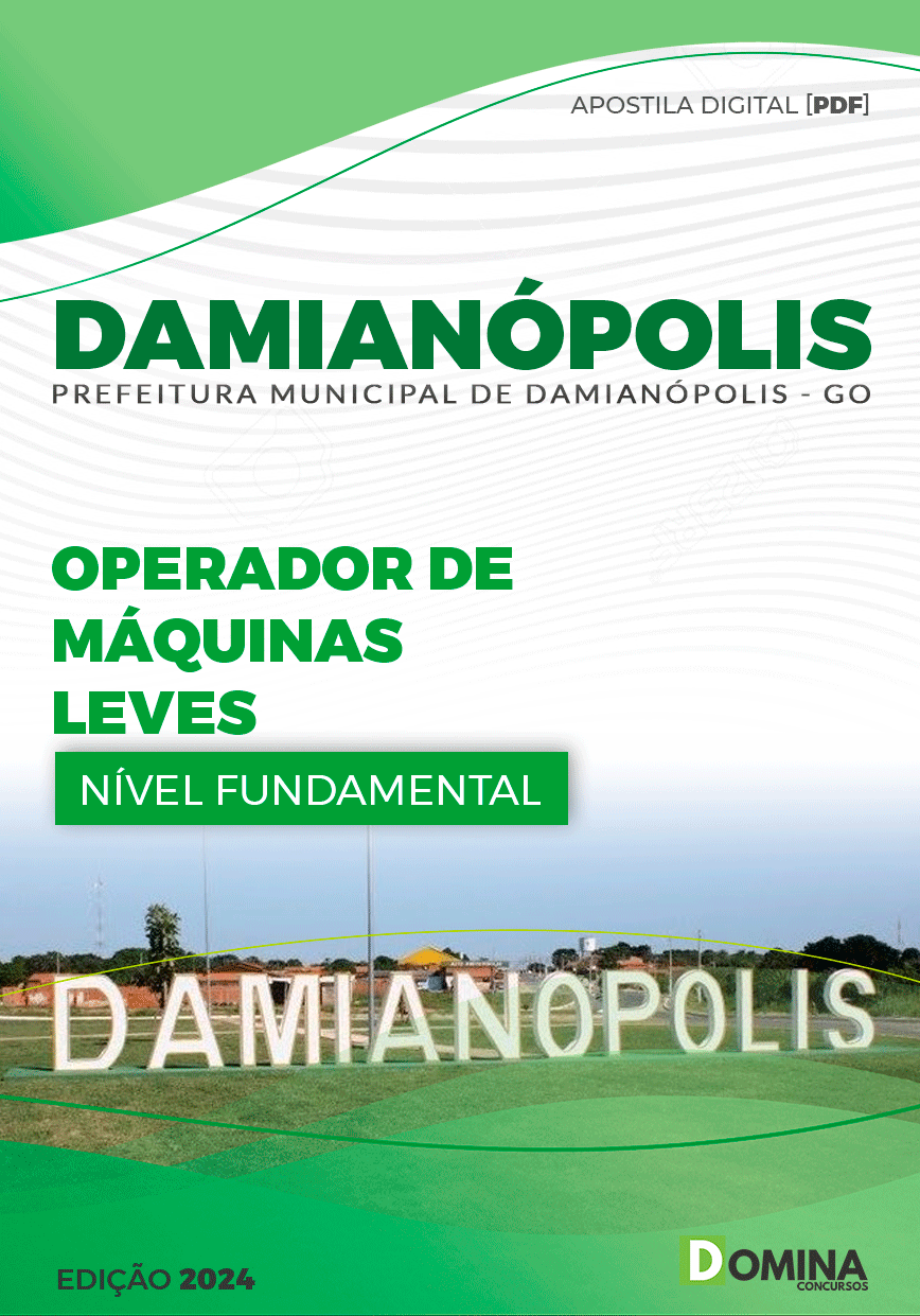 Apostila Prefeitura Damianópolis GO 2024 Operad Máquinas Leves
