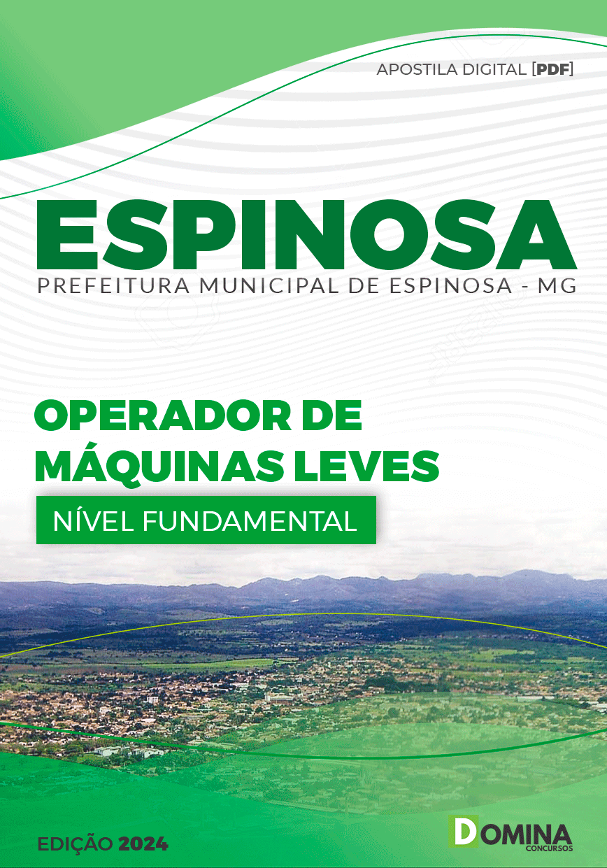 Apostila Prefeitura Espinosa MG 2024 Operador Máquinas Leves