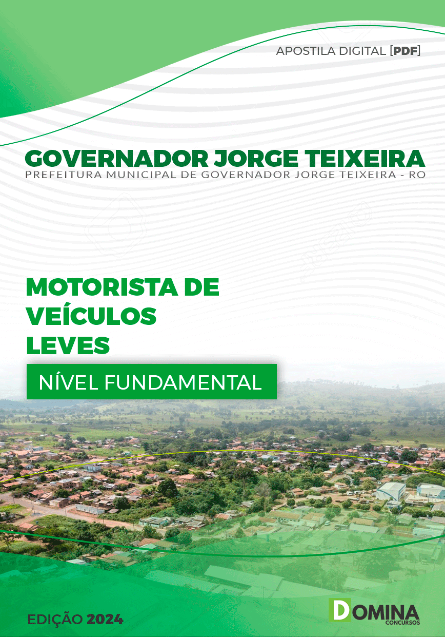 Apostila Governador Jorge Teixeira RO 2024 Motorista Veíc Leves