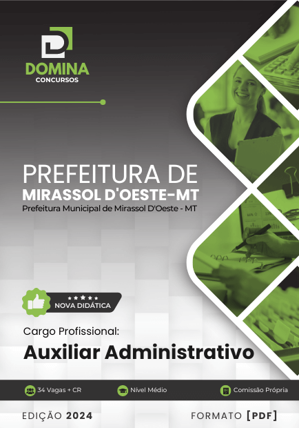 Apostila Auxiliar Administrativo Mirassol D'Oeste MT 2024