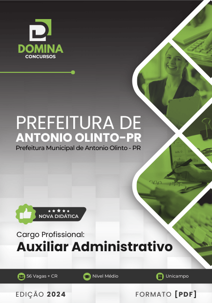 Apostila Auxiliar Administrativo Antônio Olinto PR 2024