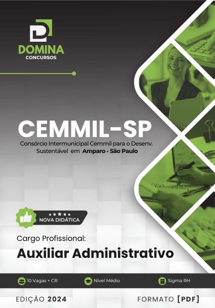 Apostila Concurso Auxiliar Administrativo CEMMIL SP 2024