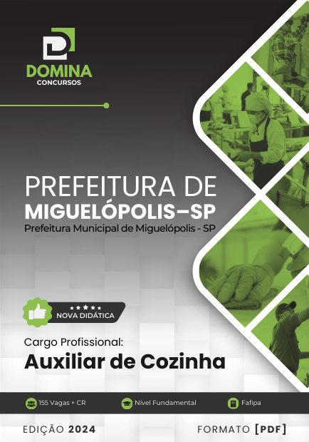 Apostila Auxiliar de Cozinha Miguelópolis SP 2024