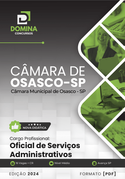 Apostila Oficial Serviços Administrativos Câmara Osasco SP 2024