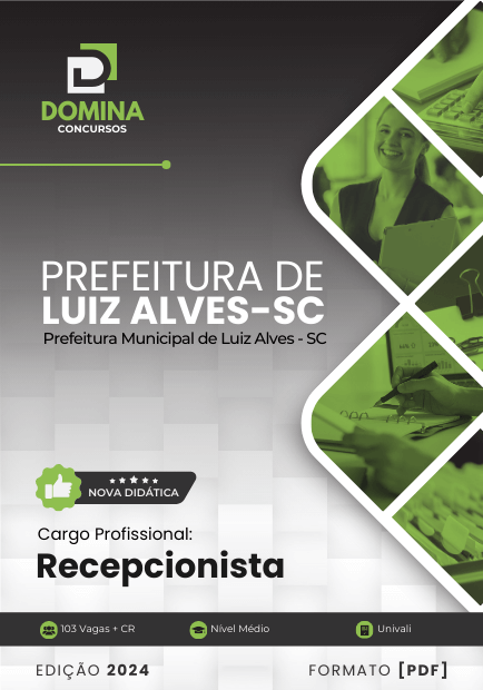 Apostila Recepcionista Luiz Alves SC 2024