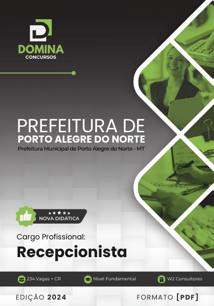 Apostila Recepcionista Porto Alegre do Norte MT 2024