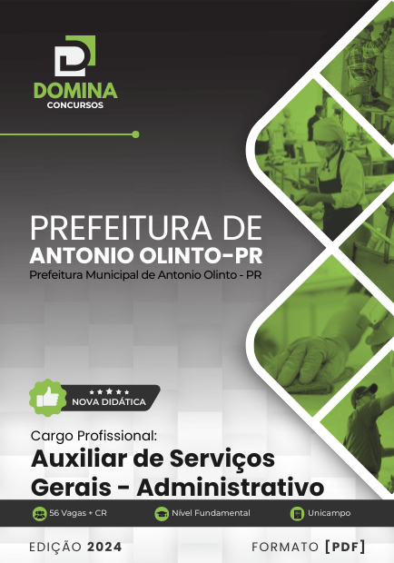 Apostila Auxiliar Serviços Administrativo Antônio Olinto PR 2024