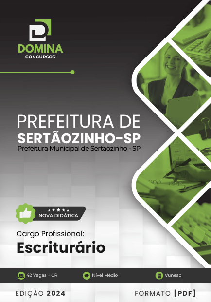 Apostila Concurso Escriturário Sertãozinho SP 2024