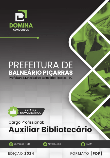 Apostila Auxiliar Bibliotecário Balneário Piçarras SC 2024