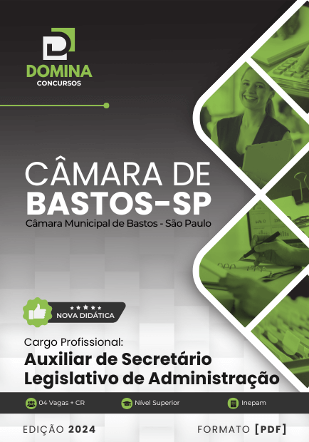 Apostila Auxiliar Secretário Legislativo Câmara Bastos SP 2024