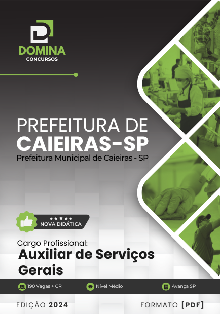 Apostila Auxiliar de Serviços Gerais Caieiras SP 2024